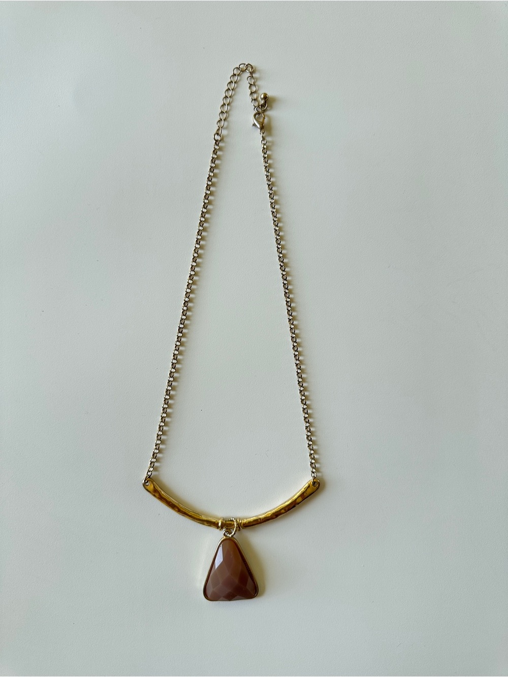 Gold Bar Necklace with Brown Pendant - Women Jewelry